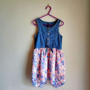 Blue jean floral kids dress size 4/5